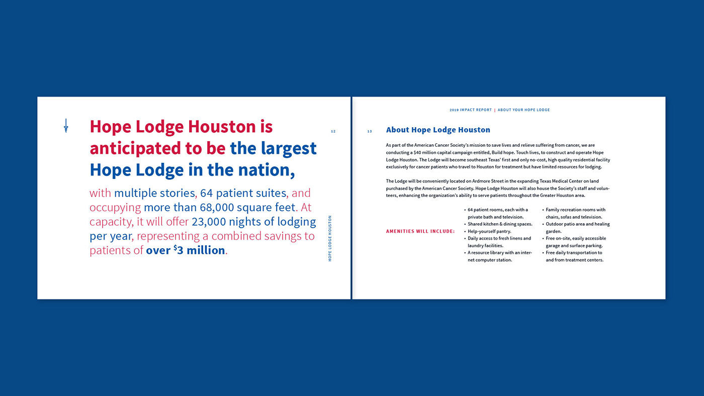 "Largest Hope Lodge in the nation" spread
