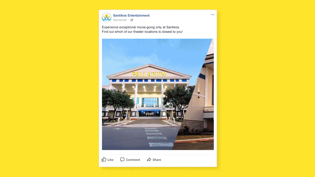 Animated theater locations social ad