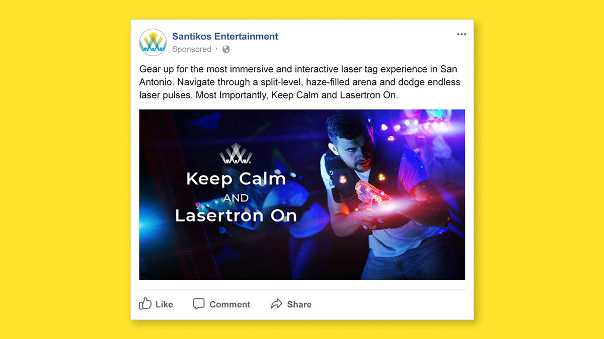 "Keep Calm and Lasertron On" social ad