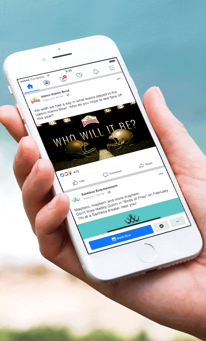 Social ads shown on a phone